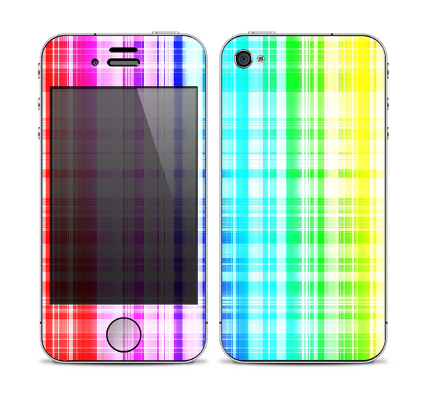 The Bright Rainbow Plaid Pattern Skin for the Apple iPhone 4-4s