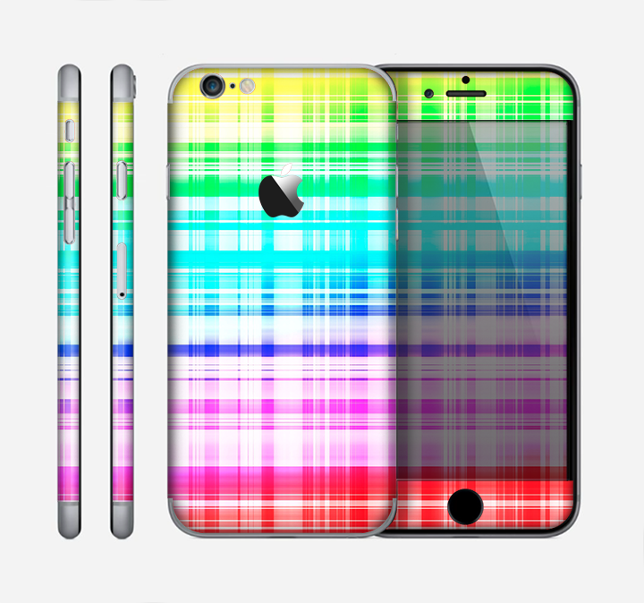 The Bright Rainbow Plaid Pattern Skin for the Apple iPhone 6