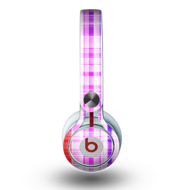 The Bright Rainbow Plaid Pattern Skin for the Beats by Dre Mixr Headphones