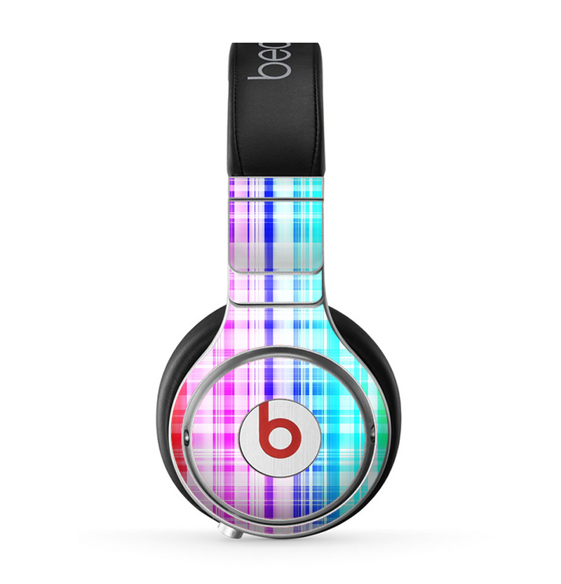 The Bright Rainbow Plaid Pattern Skin for the Beats by Dre Pro Headphones