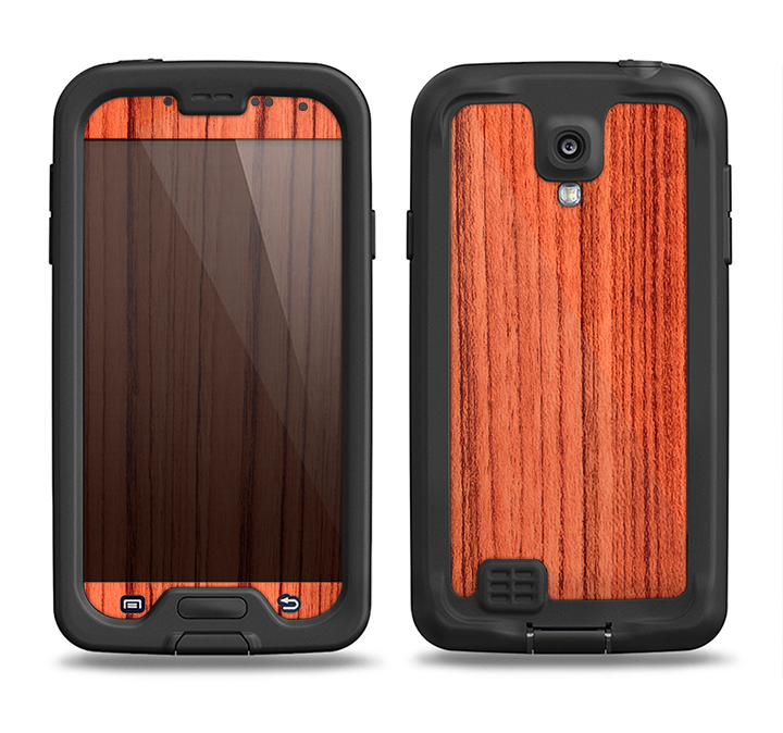 The Bright Red & Black Grained Wood Samsung Galaxy S4 LifeProof Fre Case Skin Set
