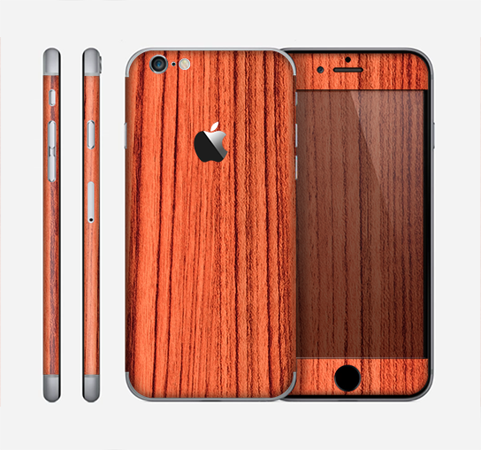 The Bright Red & Black Grained Wood Skin for the Apple iPhone 6
