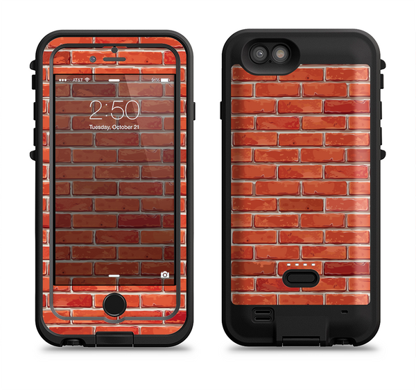 The Bright Red Brick Wall Apple iPhone 6/6s LifeProof Fre POWER Case Skin Set