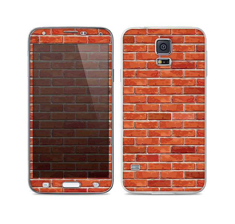 The Bright Red Brick Wall Skin For the Samsung Galaxy S5