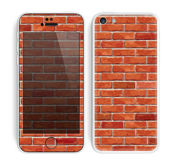 The Bright Red Brick Wall Skin for the Apple iPhone 5c