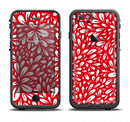 The Bright Red and White Floral Sprout Apple iPhone 6/6s LifeProof Fre Case Skin Set