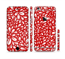 The Bright Red and White Floral Sprout Sectioned Skin Series for the Apple iPhone 6