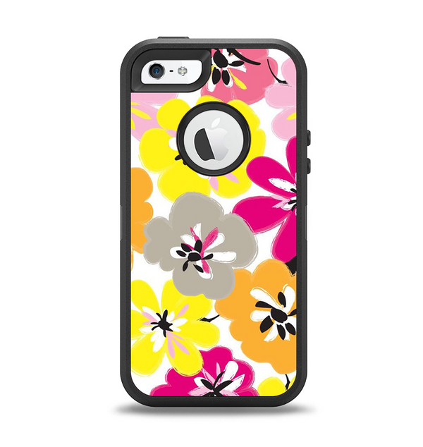 The Bright Summer Brushed Flowers  Apple iPhone 5-5s Otterbox Defender Case Skin Set