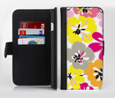 The Bright Summer Brushed Flowers  Ink-Fuzed Leather Folding Wallet Credit-Card Case for the Apple iPhone 6/6s, 6/6s Plus, 5/5s and 5c