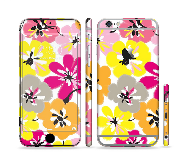 The Bright Summer Brushed Flowers  Sectioned Skin Series for the Apple iPhone 6 Plus
