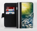 The Bright Sun Over Cloud-Magic Ink-Fuzed Leather Folding Wallet Credit-Card Case for the Apple iPhone 6/6s, 6/6s Plus, 5/5s and 5c