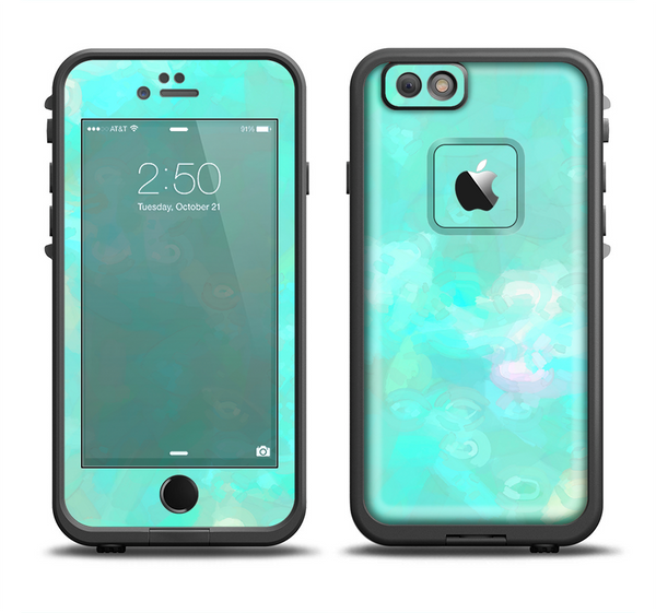 The Bright Teal WaterColor Panel Apple iPhone 6 LifeProof Fre Case Skin Set