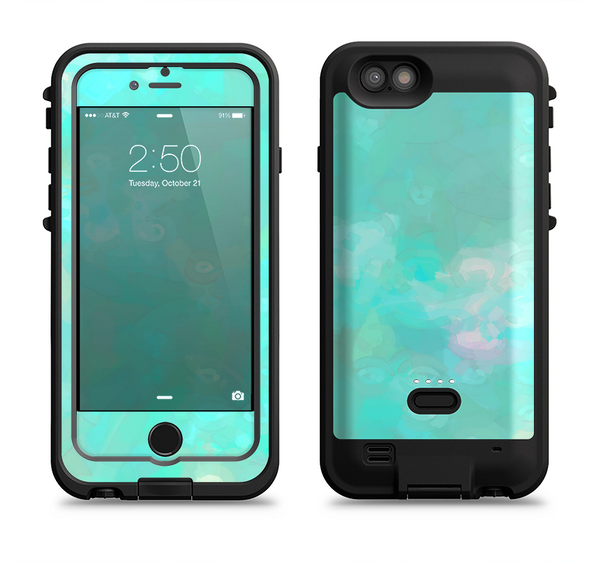 The Bright Teal WaterColor Panel Apple iPhone 6/6s LifeProof Fre POWER Case Skin Set