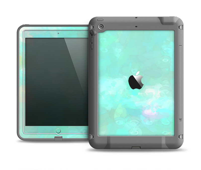The Bright Teal WaterColor Panel Apple iPad Air LifeProof Fre Case Skin Set