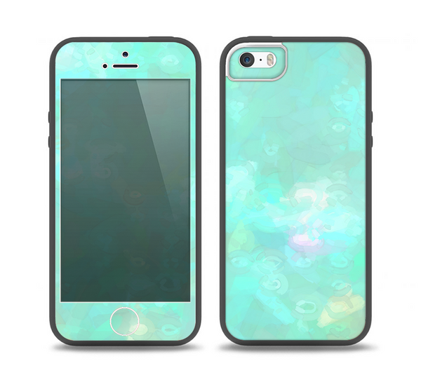 The Bright Teal WaterColor Panel Skin Set for the iPhone 5-5s Skech Glow Case