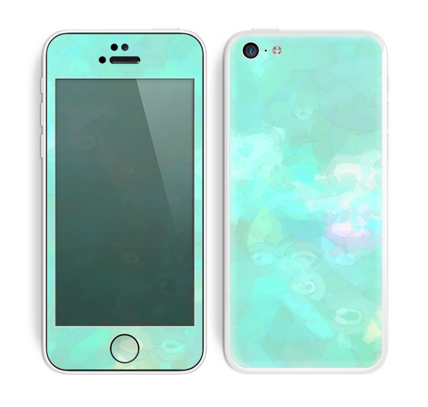 The Bright Teal WaterColor Panel Skin for the Apple iPhone 5c
