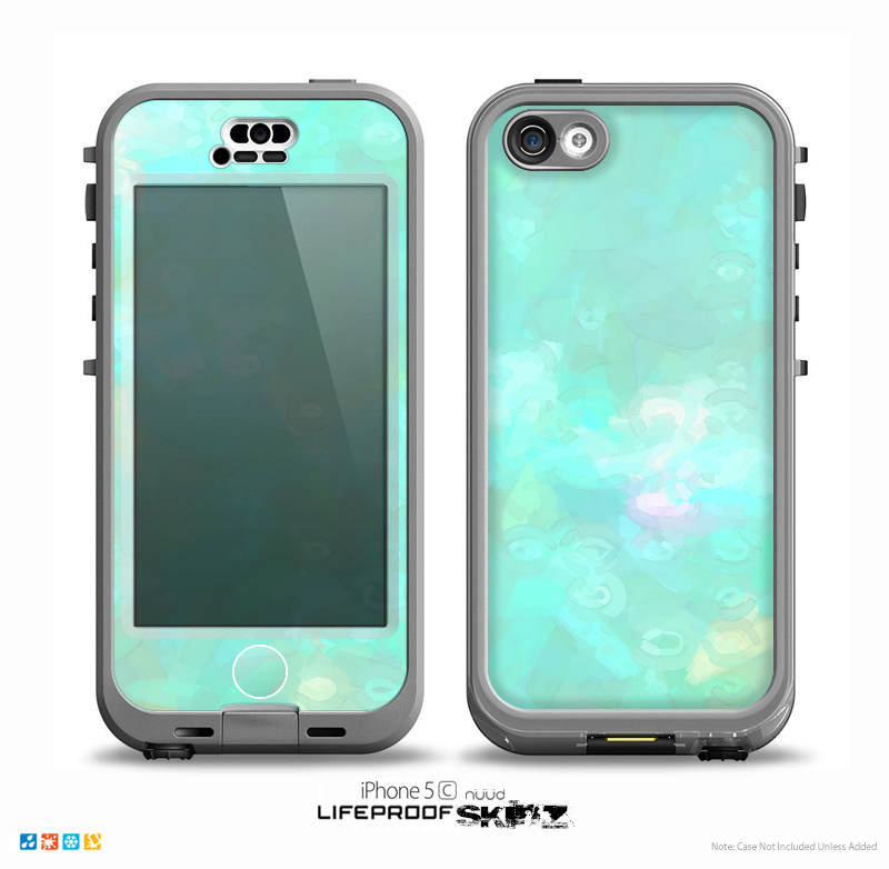 The Bright Teal WaterColor Panel Skin for the iPhone 5c nüüd LifeProof Case