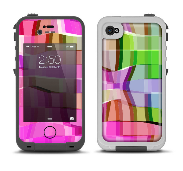 The Bright Translucent Wave Pattern V2 Apple iPhone 4-4s LifeProof Fre Case Skin Set
