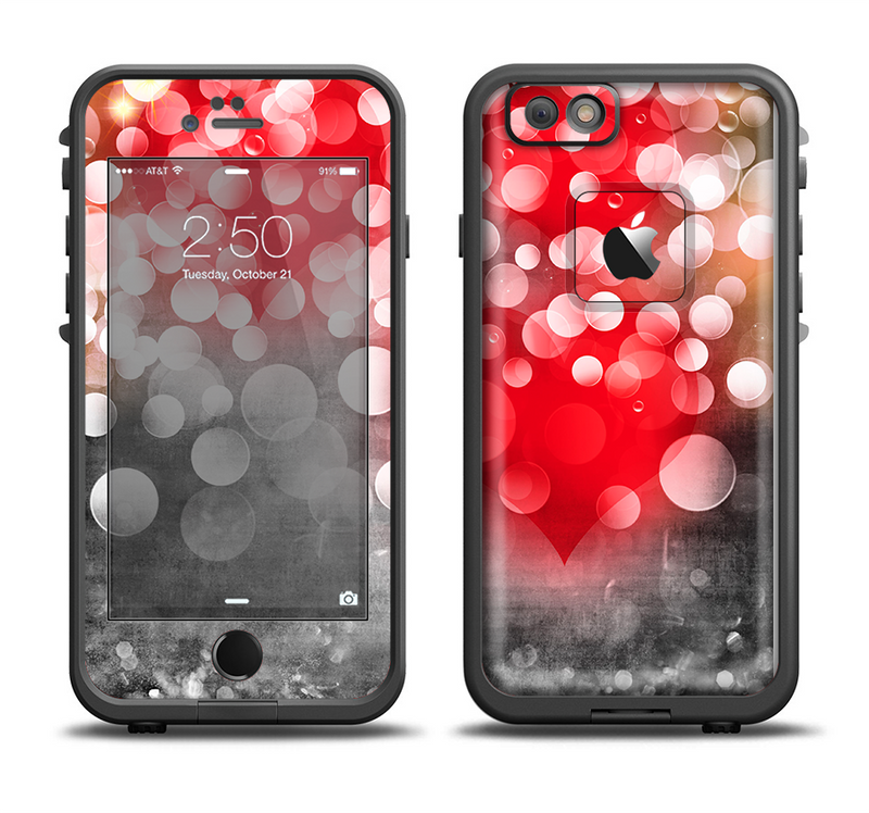 The Bright Unfocused White & Red Love Dots Apple iPhone 6/6s Plus LifeProof Fre Case Skin Set