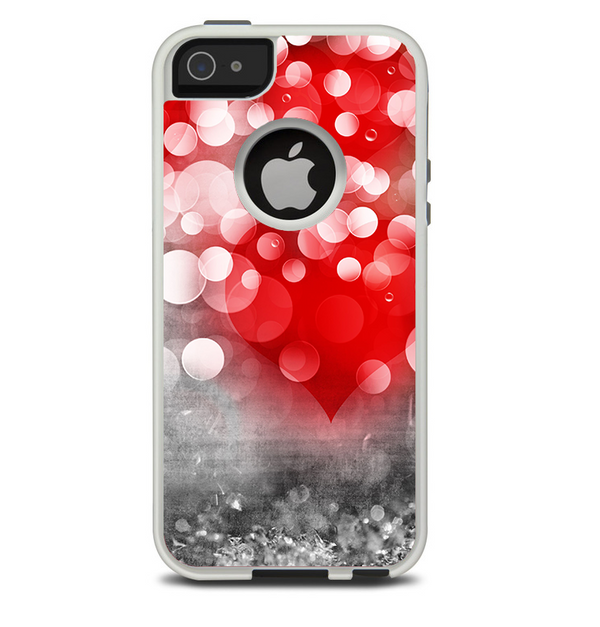The Bright Unfocused White & Red Love Dots Skin For The iPhone 5-5s Otterbox Commuter Case