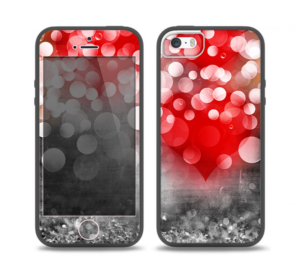 The Bright Unfocused White & Red Love Dots Skin Set for the iPhone 5-5s Skech Glow Case