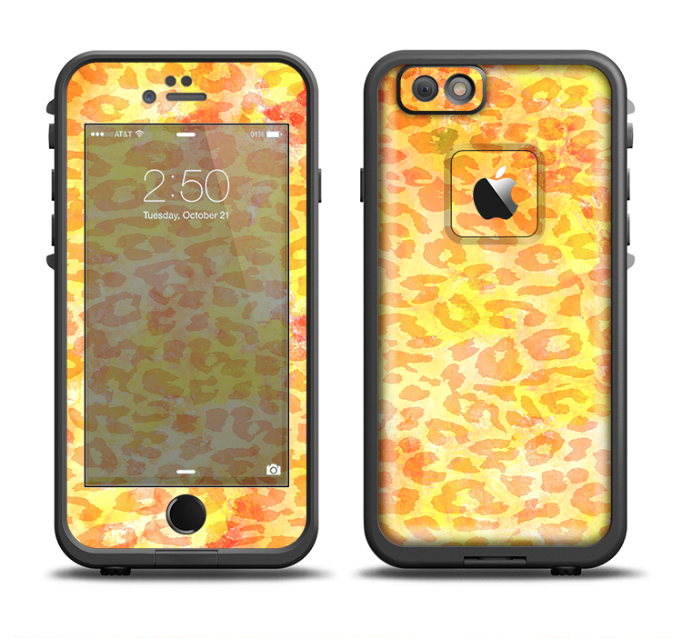 The Bright Yellow and Orange Leopard Print Apple iPhone 6/6s Plus LifeProof Fre Case Skin Set