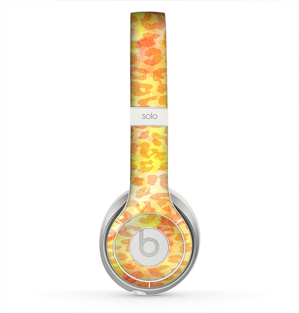 The Bright Yellow and Orange Leopard Print Skin for the Beats by Dre Solo 2 Headphones