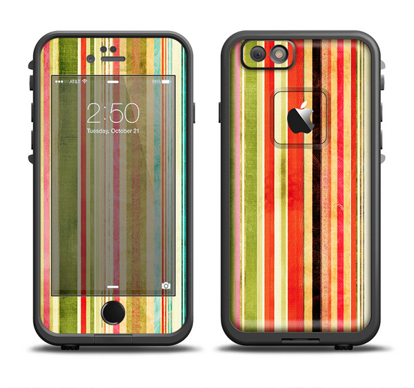 The Brightly Colored Vertical Grungy Stripes Apple iPhone 6 LifeProof Fre Case Skin Set