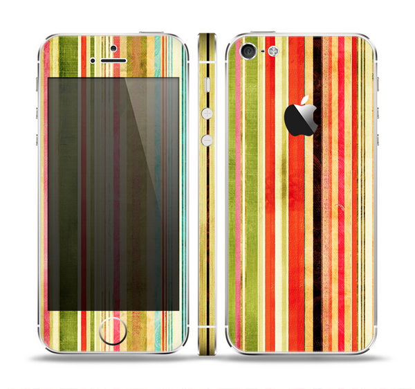 The Brightly Colored Vertical Grungy Stripes Skin Set for the Apple iPhone 5