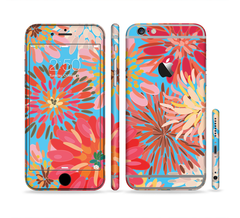 The Brightly Colored Watercolor Flowers Sectioned Skin Series for the Apple iPhone 6