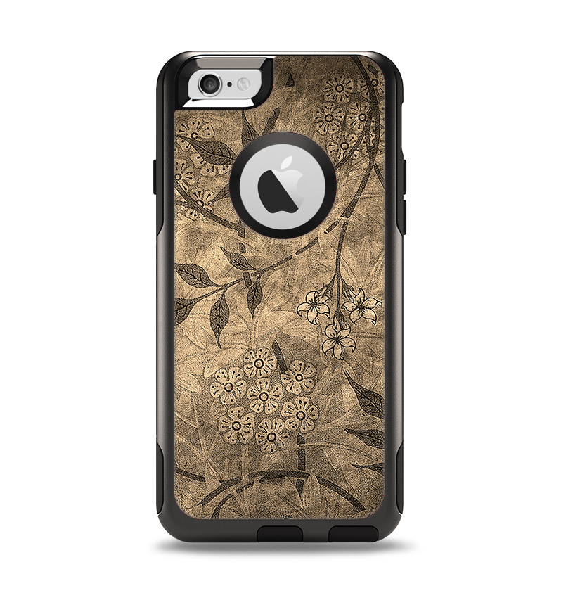 The Brown Aged Floral Pattern Apple iPhone 6 Otterbox Commuter Case Skin Set