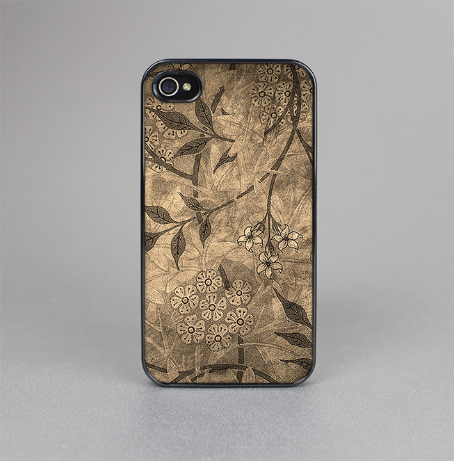 The Brown Aged Floral Pattern Skin-Sert for the Apple iPhone 4-4s Skin-Sert Case