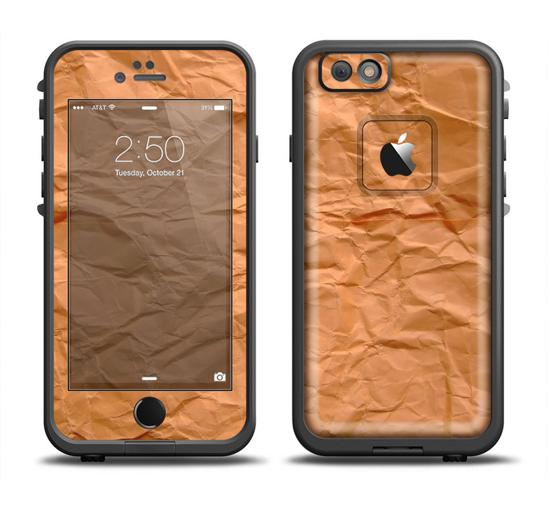 The Brown Crumpled Paper Apple iPhone 6/6s LifeProof Fre Case Skin Set