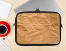 The Brown Crumpled Paper Ink-Fuzed NeoPrene MacBook Laptop Sleeve