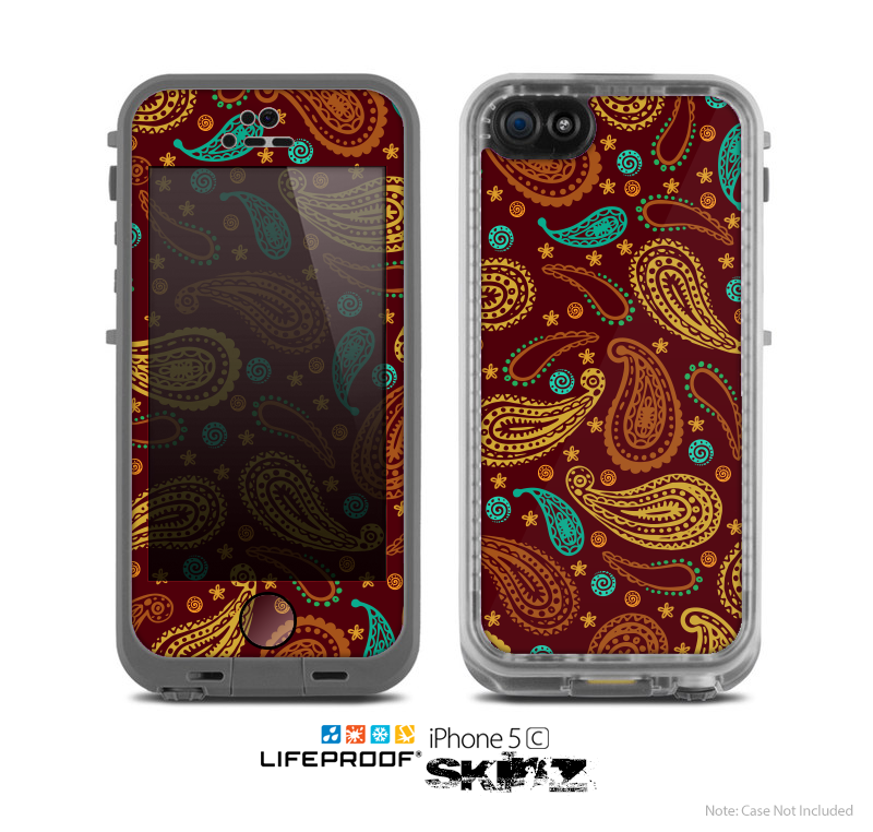 The Brown & Gold Paisley Pattern Skin for the Apple iPhone 5c LifeProof Case