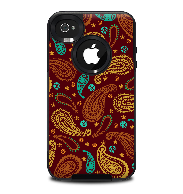 The Brown & Gold Paisley Pattern Skin for the iPhone 4-4s OtterBox Commuter Case