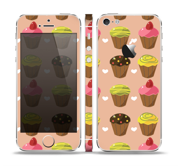 The Brown, Pink and Yellow Cupcake Collage Skin Set for the Apple iPhone 5