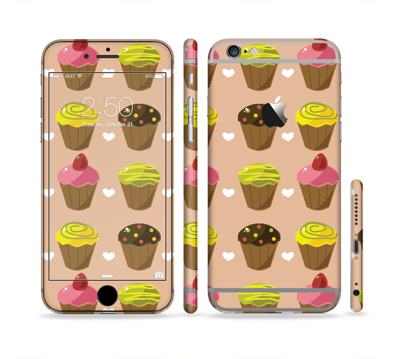 The Brown, Pink and Yellow Cupcake Collage Sectioned Skin Series for the Apple iPhone 6s