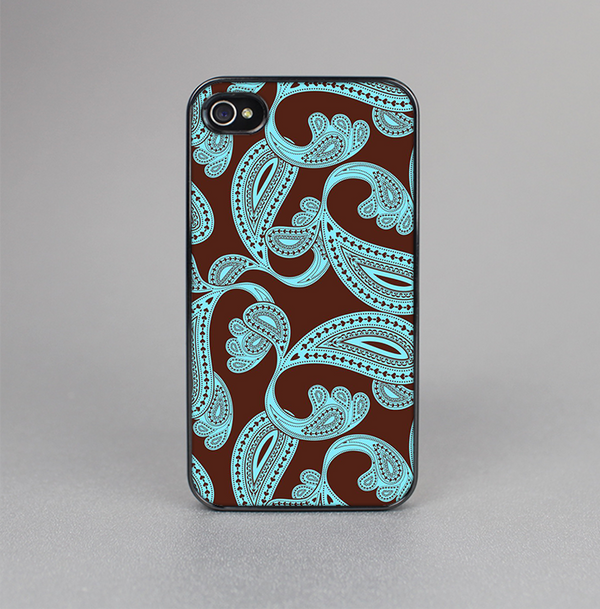 The Brown & Teal Paisley Pattern Skin-Sert for the Apple iPhone 4-4s Skin-Sert Case