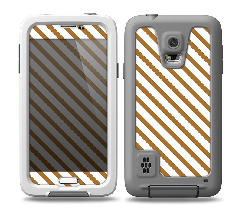 The Brown & White Striped Pattern Skin for the Samsung Galaxy S5 frē LifeProof Case