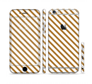 The Brown & White Striped Pattern Sectioned Skin Series for the Apple iPhone 6s Plus