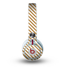 The Brown & White Striped Pattern Skin for the Beats by Dre Mixr Headphones