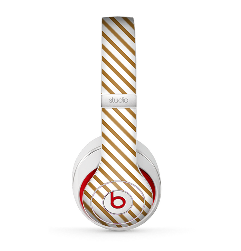 The Brown & White Striped Pattern Skin for the Beats by Dre Studio (2013+ Version) Headphones