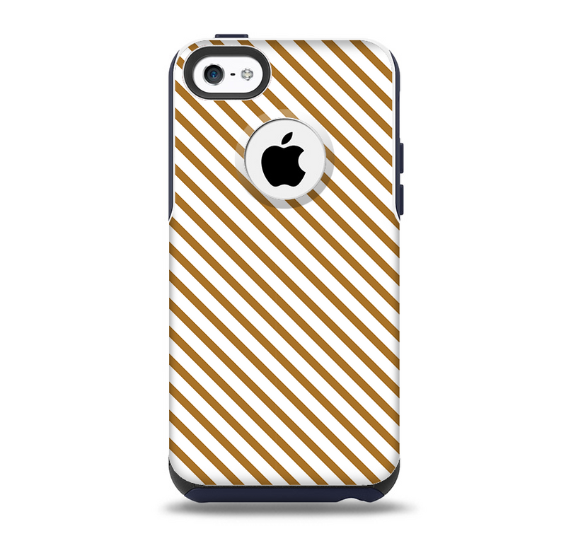 The Brown & White Striped Pattern Skin for the iPhone 5c OtterBox Commuter Case