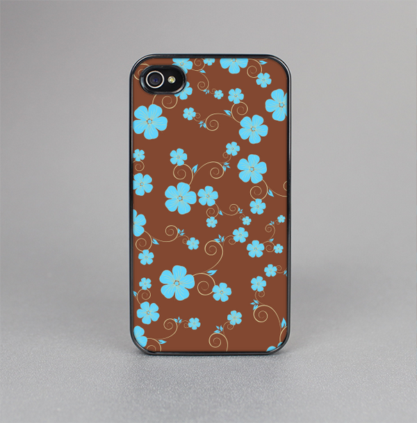 The Brown and Blue Floral Layout Skin-Sert for the Apple iPhone 4-4s Skin-Sert Case