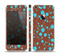 The Brown and Blue Floral Layout Skin Set for the Apple iPhone 5