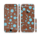 The Brown and Blue Floral Layout Sectioned Skin Series for the Apple iPhone 6s Plus