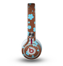 The Brown and Blue Floral Layout Skin for the Beats by Dre Mixr Headphones