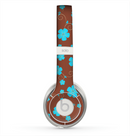 The Brown and Blue Floral Layout Skin for the Beats by Dre Solo 2 Headphones