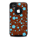 The Brown and Blue Floral Layout Skin for the iPhone 4-4s OtterBox Commuter Case